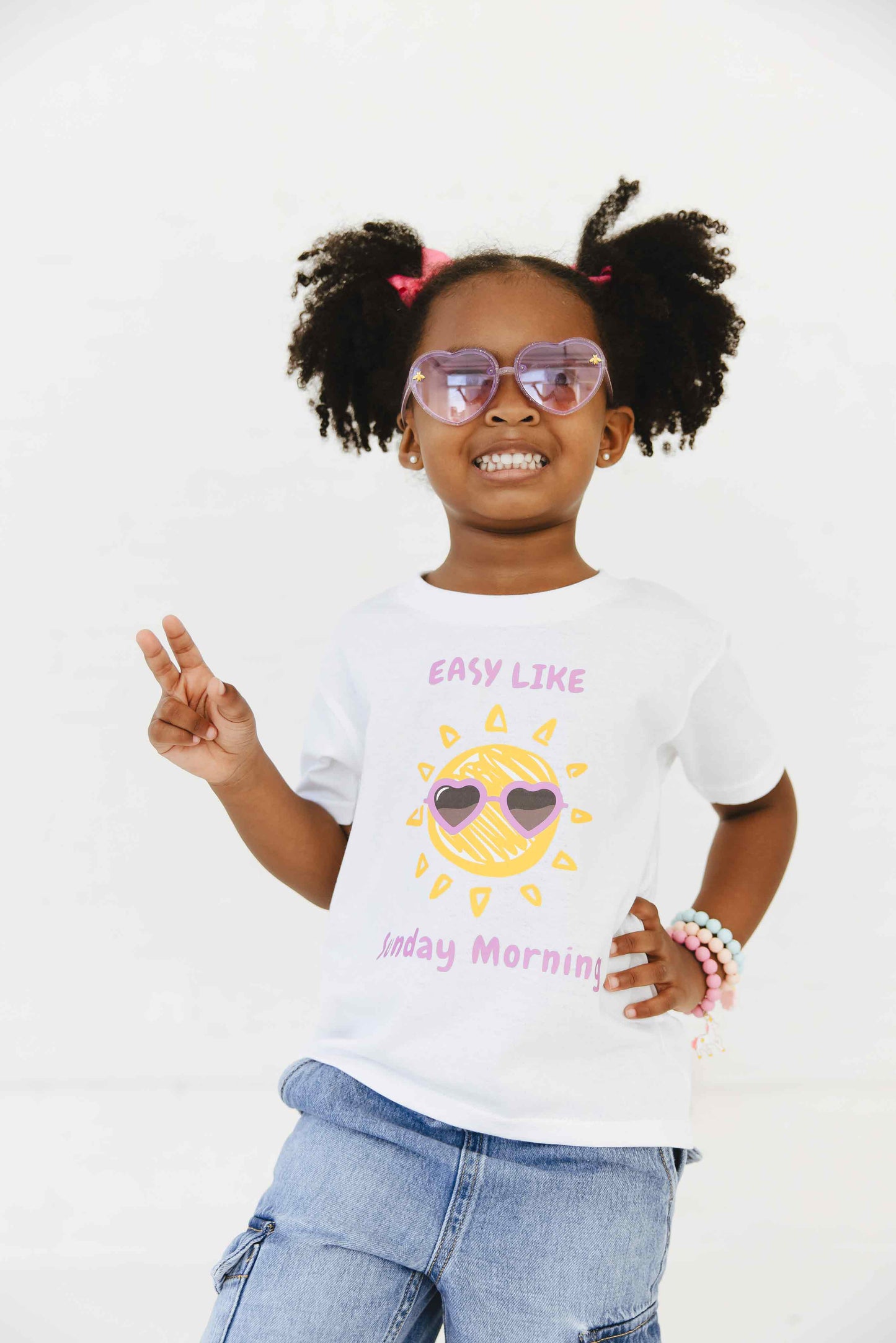 Child wearing Easy Like Sunday Morning White Tee