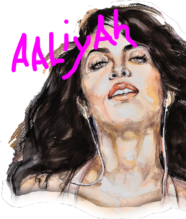 Digital print of Fan Art of singer Aaliyah 