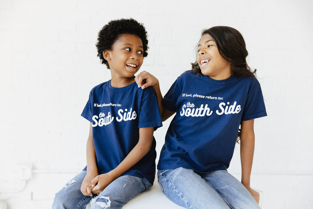 Boy and Girl wearing Blue Southside Tees