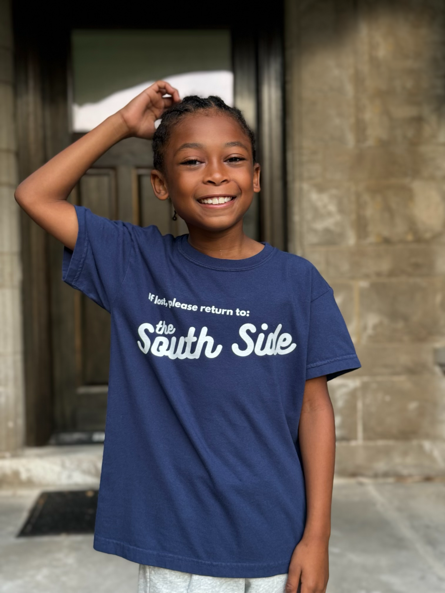 Boy wearing Blue Southside Tee