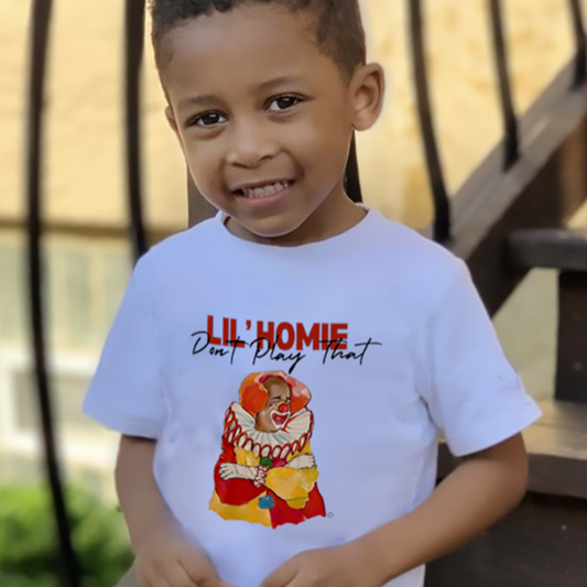 Child wearing white Lil Homie Tee