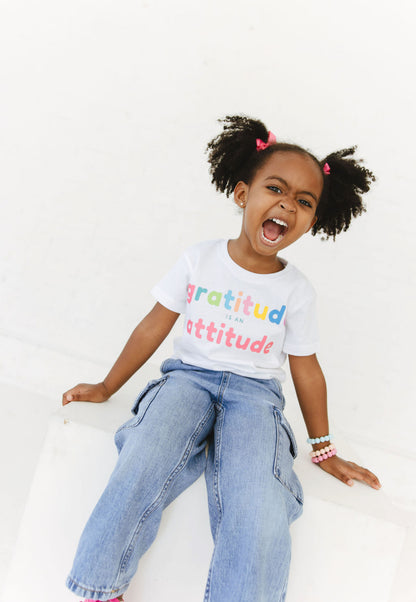 Girl wearing Gratitude Tee