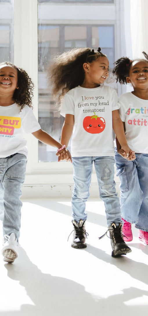 Girl wearing I Love You Tomato Tee