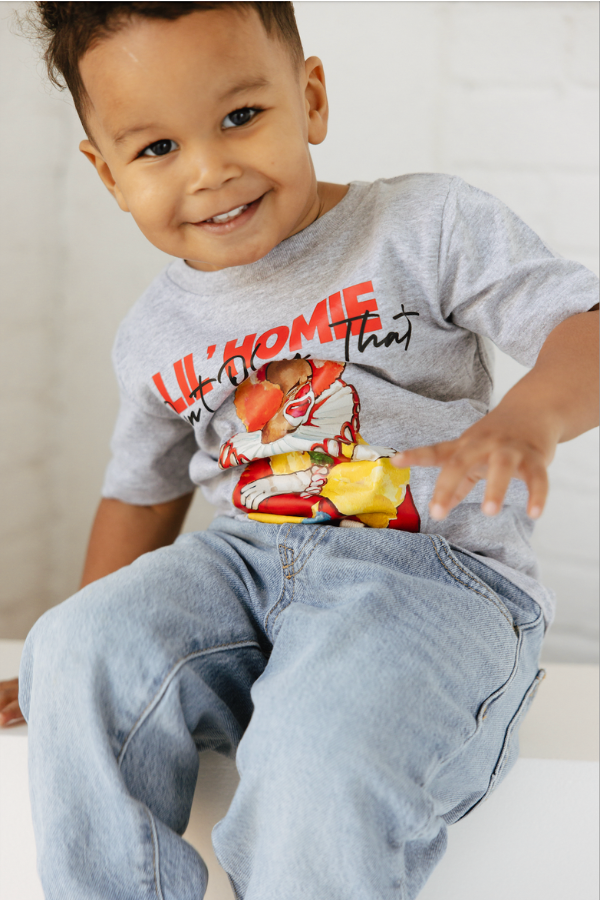 Baby Boy wearing Lil Homie gray tee