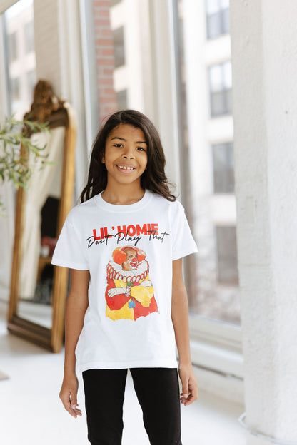 Girl wearing White L'il Homie Tee