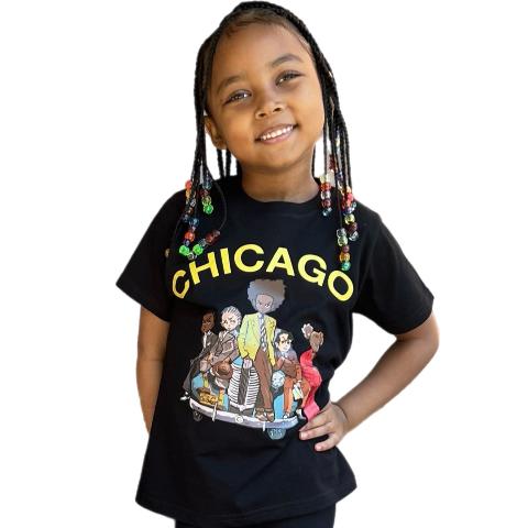 Child wearing Chicago Morning Tee shirt