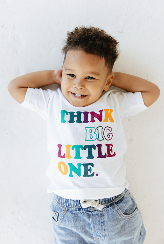 Baby Boy wearing Think Big Toddler Tee